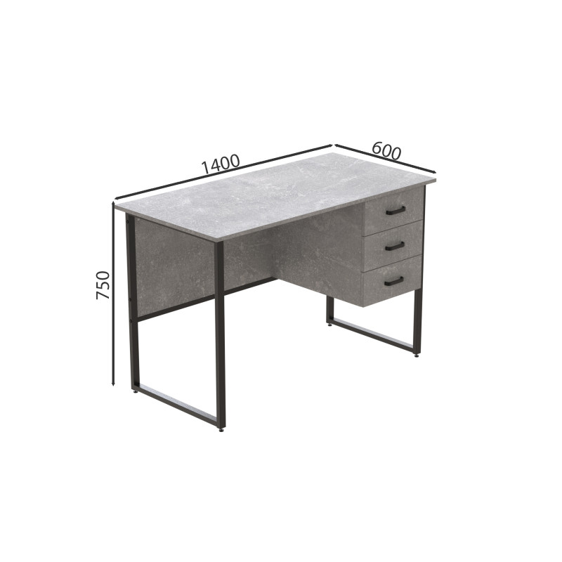 Компьютерный стол Ferrum-decor Гарри 75x140x60 черный ДСП Бетон 16мм (FRD-107302)