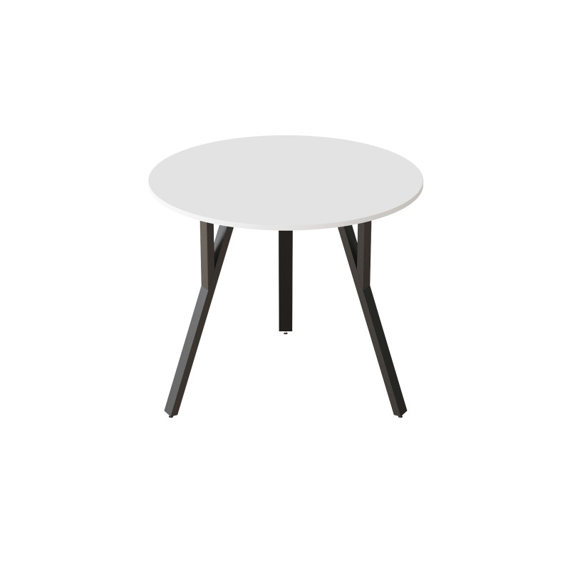 Стол круглый MARSI 3 870-3 Ferrum-decor 750x870x870 Черный металл ДСП Белый 16 мм (FRD-107422)