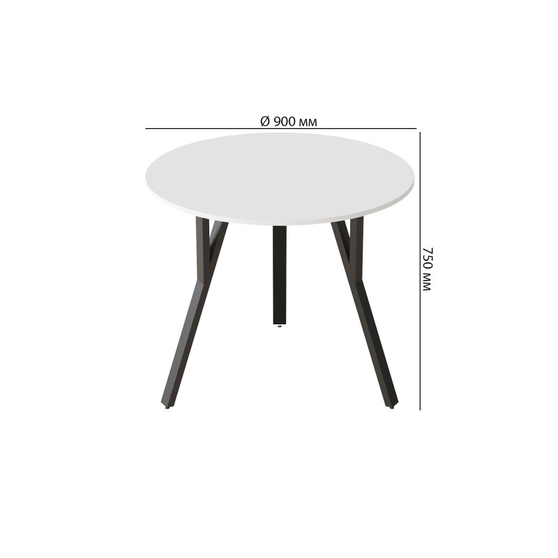 Стол круглый MARSI 3 870-3 Ferrum-decor 750x870x870 Черный металл ДСП Белый 16 мм (FRD-107422)