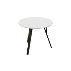 Стол круглый MARSI 3 870-3 Ferrum-decor 750x870x870 Черный металл ДСП Белый 16 мм (FRD-107422)