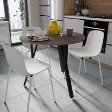 Стол круглый MARSI 3 870-3 Ferrum-decor 750x870x870 Черный металл ДСП Дуб Кремона Канолло 16 мм (FRD-107512)
