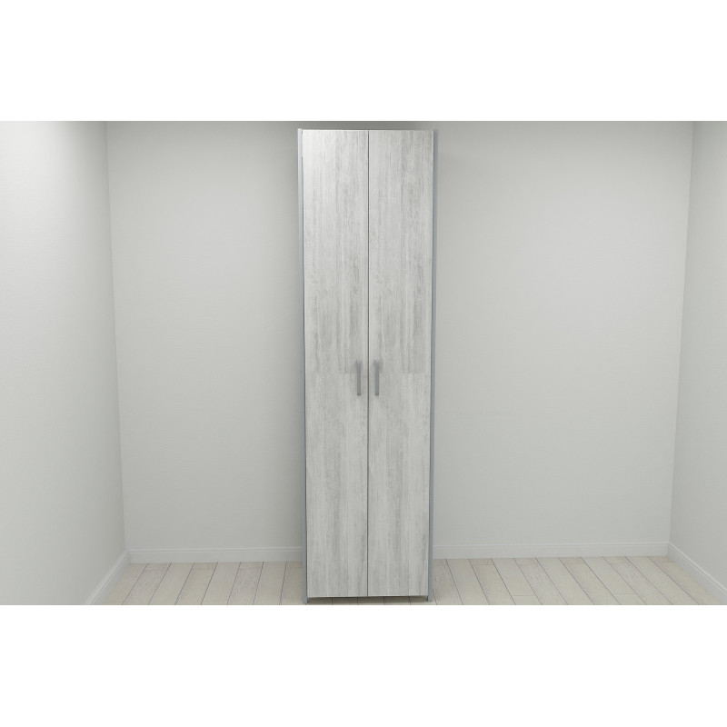 Шафа Гардероб Уні секція 6 серії Конект Ferrum-decor 220x60x50 см Сірий метал ДСП Бетон 16 мм (FRD-106912)