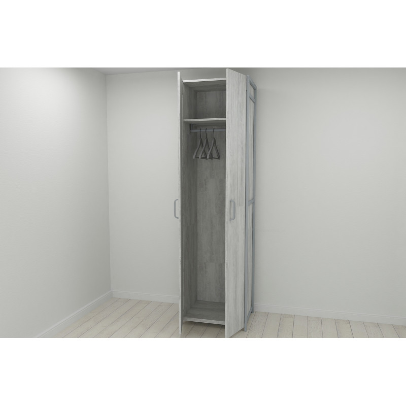 Шафа Гардероб Уні секція 6 серії Конект Ferrum-decor 220x60x50 см Сірий метал ДСП Бетон 16 мм (FRD-106912)