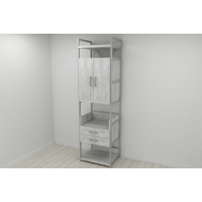 Шафа Гардероб Уні секція 5 серії Конект Ferrum-decor 220x60x50 см Сірий метал ДСП Бетон 32 мм (FRD-106882)