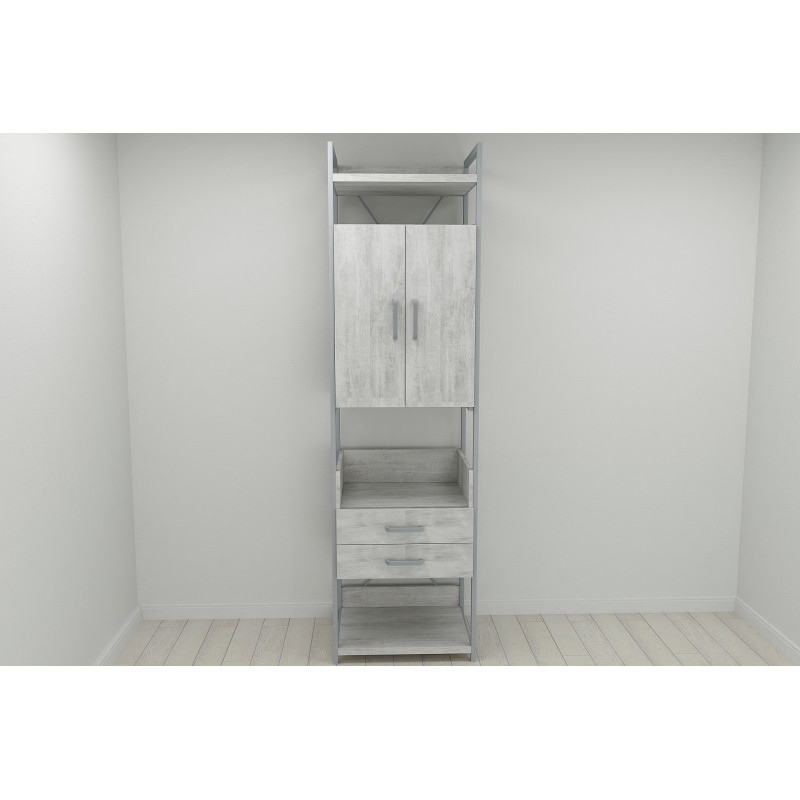 Шафа Гардероб Уні секція 5 серії Конект Ferrum-decor 220x60x50 см Сірий метал ДСП Бетон 32 мм (FRD-106882)