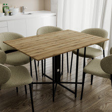 Стол раскладной трансформер книжка Морис 3 Ferrum-decor 75x130x90 Черный металл ДСП Дуб Эвок Прибрежный 16 мм (FRD-107502)
