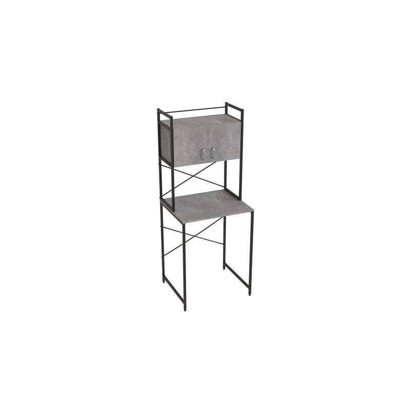 Стеллаж полка Бафрум 404 Ferrum-decor для стиральной машины 178x70,5x60,5 Черный металл ДСП Бетон 16 мм (FRD-107382)