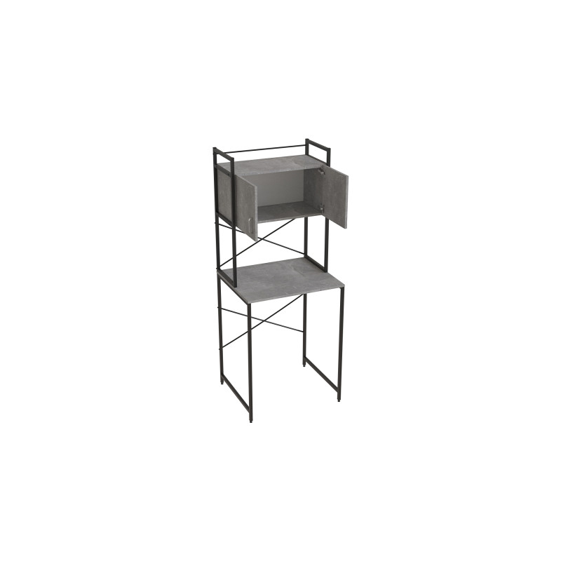 Стеллаж полка Бафрум 404 Ferrum-decor для стиральной машины 178x70,5x60,5 Черный металл ДСП Бетон 16 мм (FRD-107382)
