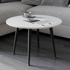 Стол журнальный круглый OPTIMA 2 ноги на конус Ferrum-decor 450x670x670 Черный металл ДСП Белый 16 мм (FRD-107472)
