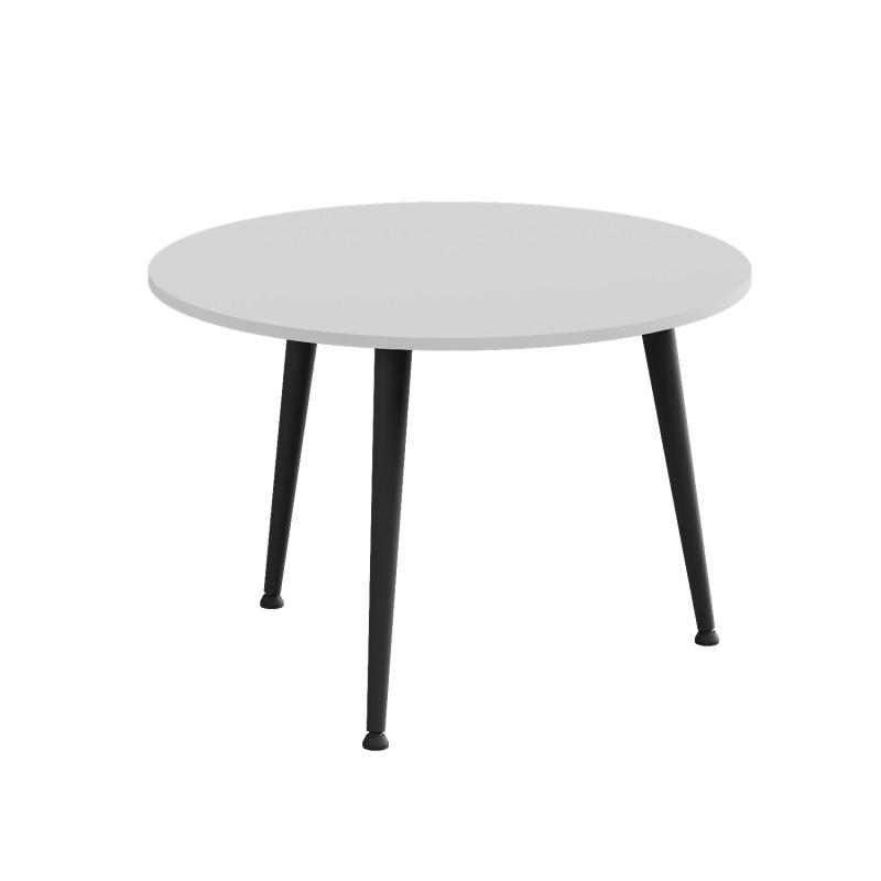 Стол журнальный круглый OPTIMA 1 ноги на конус Ferrum-decor 450x670x670 Черный металл ДСП Белый 16 мм (FRD-107462)