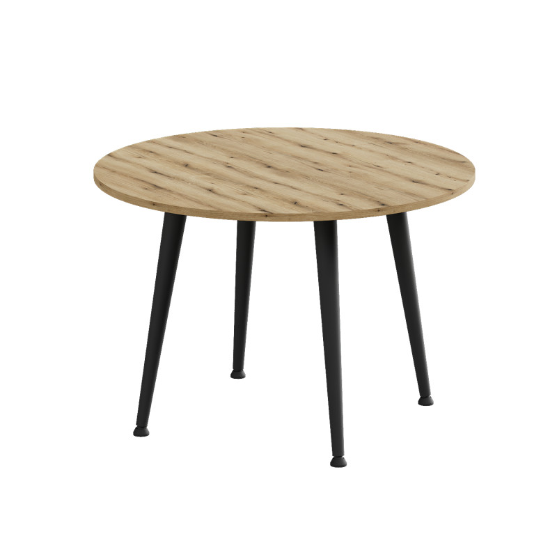 Стол журнальный круглый OPTIMA 2 ноги на конус Ferrum-decor 450x670x670 Черный металл ДСП Дуб Евок Прибрежный 16 мм (FRD-107552) - фото 