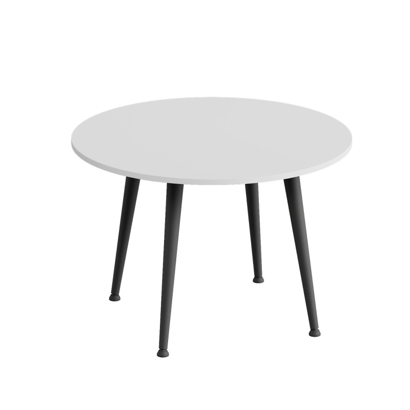 Стол журнальный круглый OPTIMA 2 ноги на конус Ferrum-decor 450x670x670 Черный металл ДСП Белый 16 мм (FRD-107472)