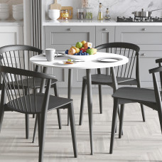 Стол круглый OPTIMA 5 ноги на конус Ferrum-decor 750x900x900 Черный металл ДСП Белый 16 мм (FRD-107482)