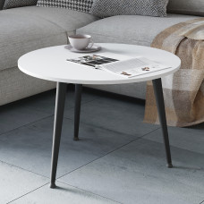 Стол журнальный круглый OPTIMA 1 ноги на конус Ferrum-decor 450x670x670 Черный металл ДСП Белый 16 мм (FRD-107462)