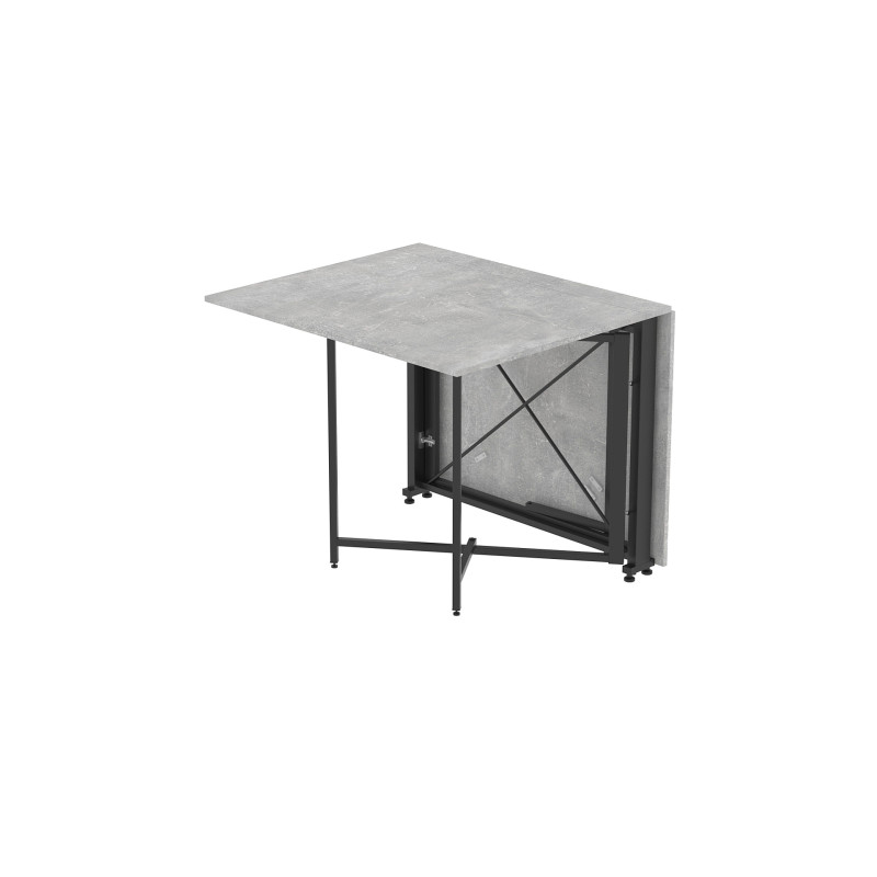 Стол обеденный трансформер книжка Орион Pro Ferrum-decor 75x152x90 Черный металл ДСП Бетон 16 мм (FRD-107402)