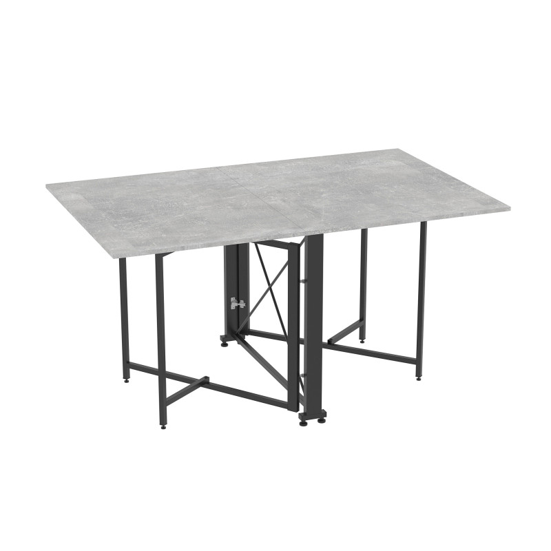 Стол обеденный трансформер книжка Орион Pro Ferrum-decor 75x152x90 Черный металл ДСП Бетон 16 мм (FRD-107402)