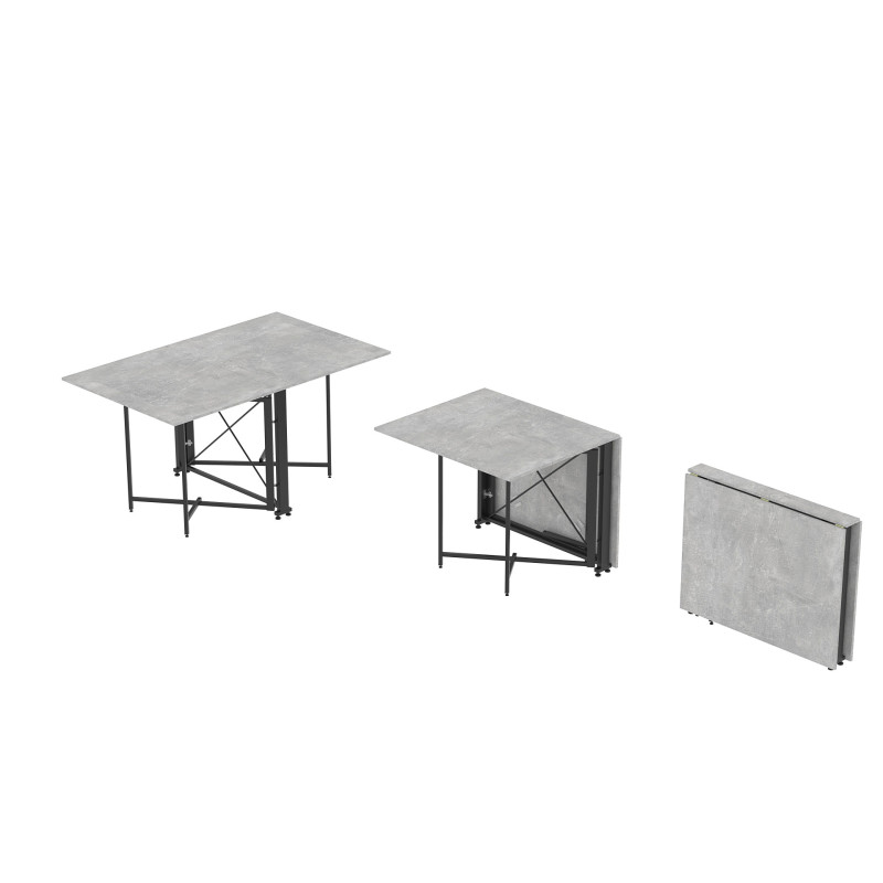 Стол обеденный трансформер книжка Орион Pro Ferrum-decor 75x152x90 Черный металл ДСП Бетон 16 мм (FRD-107402)