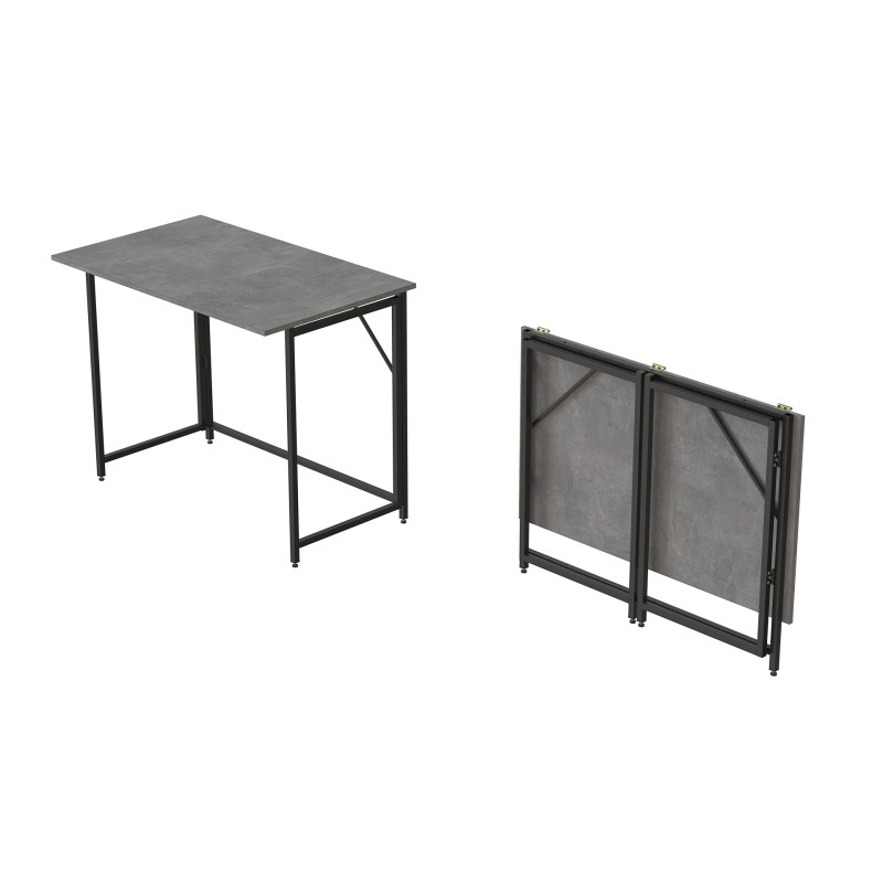 Стіл-трансформер розкладний Слай Ferrum-decor 75x100x60 Чорний метал ДСП Бетон 16 мм (FRD-107342)