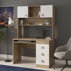 Письмовий стіл з надбудовою Еверест Соната дуб сонома/білий (EVR-2626)