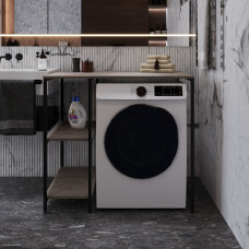 Стеллаж полка Бафрум 405 Ferrum-decor для стиральной машины 90x101x60,5 Черный металл ДСП Дуб Кремона Канолло 16 мм (FRD-107613)