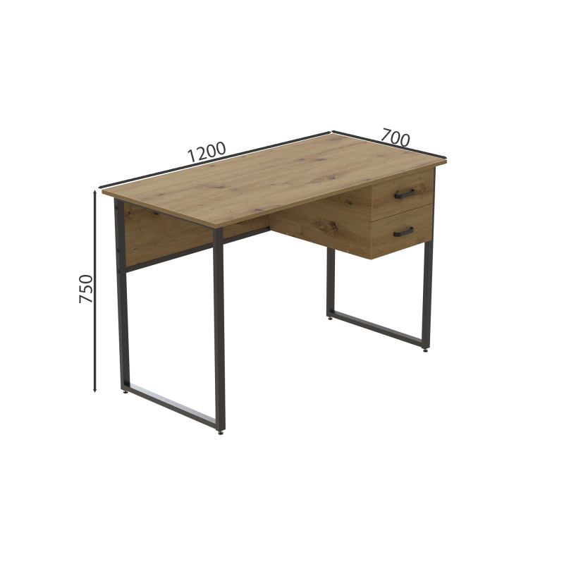 Компьютерный стол Ferrum-decor Дакота 75x120x70 черный ДСП Дуб Артизан 16мм (FRD-107273)