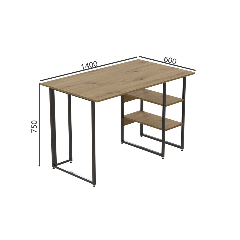 Компьютерный стол Ferrum-decor Кевин 75x140x60 черный ДСП Дуб Артизан 32мм (FRD-107233)