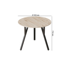 Стол круглый MARSI 3 870-3 Ferrum-decor 750x870x870 Черный металл ДСП Дуб Сан-Марино 16 мм (FRD-107423)