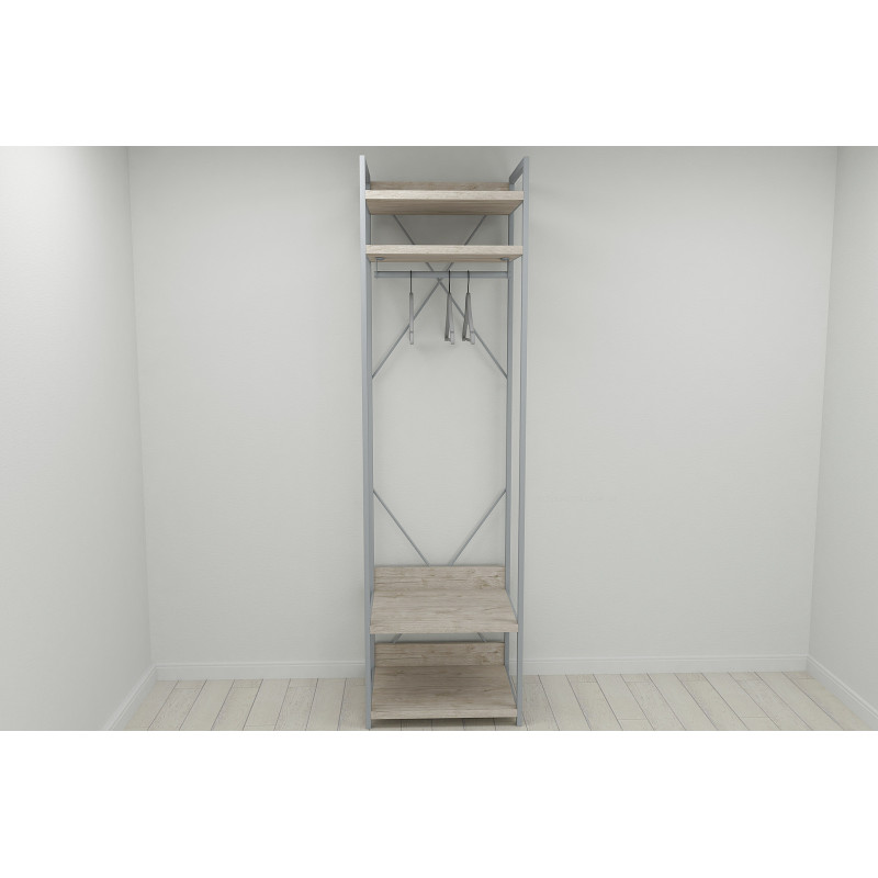 Шафа Гардероб Уні секція 2 серії Конект Ferrum-decor 220x60x50 см Сірий метал ДСП Дуб Сан-Марино 32 мм (FRD-106893)