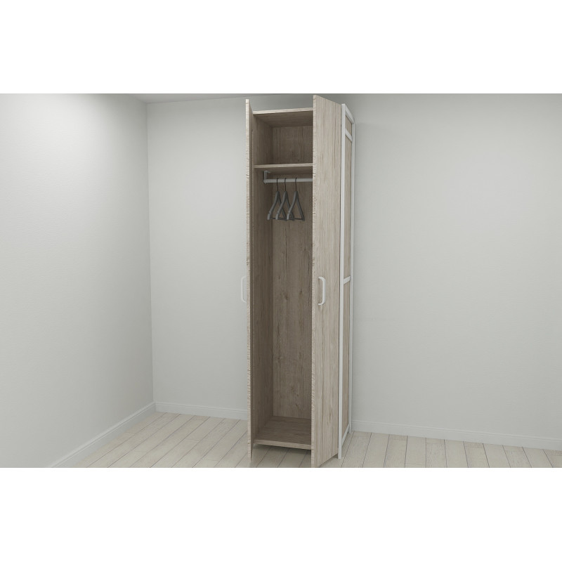 Шафа Гардероб Уні секція 6 серії Конект Ferrum-decor 220x60x50 см Білий метал ДСП Дуб Сан-Марино 16 мм (FRD-106913)
