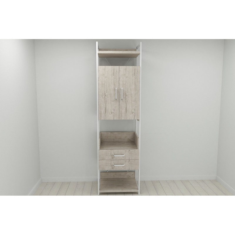 Шафа Гардероб Уні секція 5 серії Конект Ferrum-decor 220x60x50 см Білий метал ДСП Дуб Сан-Марино 32 мм (FRD-106883)