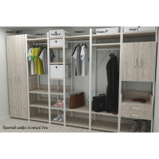 Шафа Гардероб Уні секція 6 серії Конект Ferrum-decor 220x60x50 см Білий метал ДСП Дуб Сан-Марино 16 мм (FRD-106913)