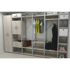 Шафа Гардероб Уні секція 2 серії Конект Ferrum-decor 220x60x50 см Сірий метал ДСП Дуб Сан-Марино 32 мм (FRD-106893)