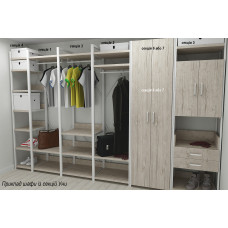 Шафа Гардероб Уні секція 5 серії Конект Ferrum-decor 220x60x50 см Білий метал ДСП Дуб Сан-Марино 32 мм (FRD-106883)