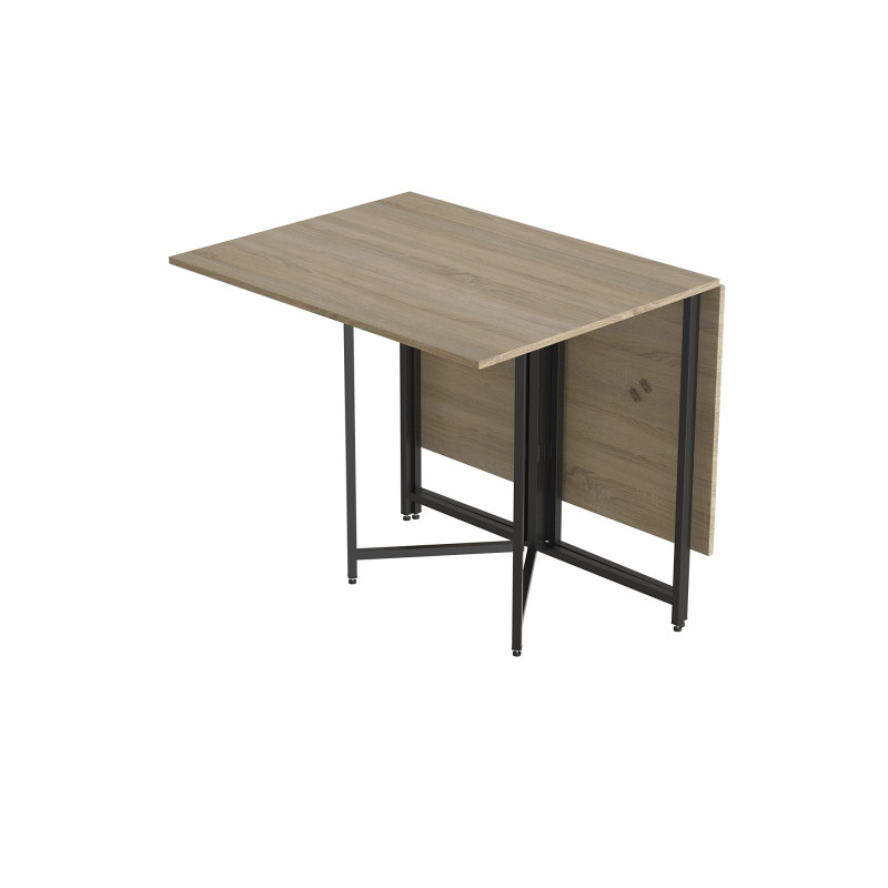 Стол раскладной трансформер книжка Морис 3 Ferrum-decor 75x130x90 Черный металл ДСП Дуб Сонома 16 мм (FRD-107413)