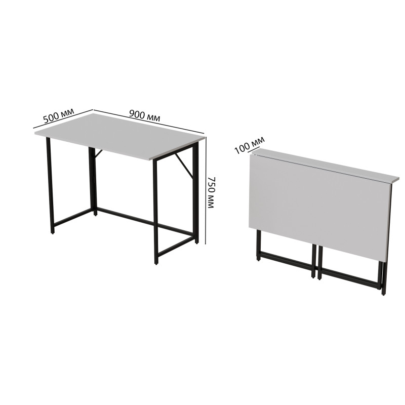 Стіл розкладний Морис 900 Ferrum-decor 750x900x500 Чорний метал ДСП Білий 16 мм (FRD-107313) - фото 