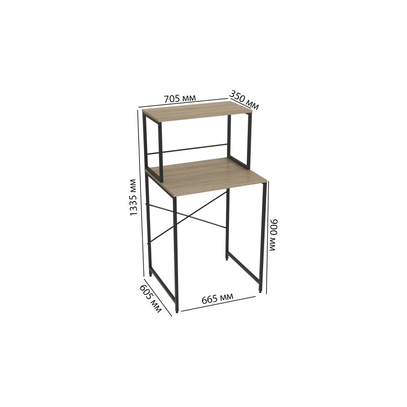 Стеллаж полка Бафрум 402 Ferrum-decor для стиральной машины 133,5x70,5x60,5 Черный металл ДСП Дуб Сонома 16 мм (FRD-107363)
