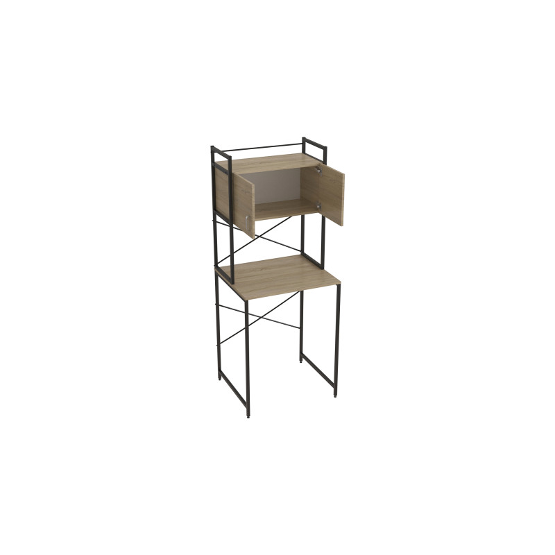 Стеллаж полка Бафрум 404 Ferrum-decor для стиральной машины 178x70,5x60,5 Черный металл ДСП Дуб Сонома 16 мм (FRD-107383)