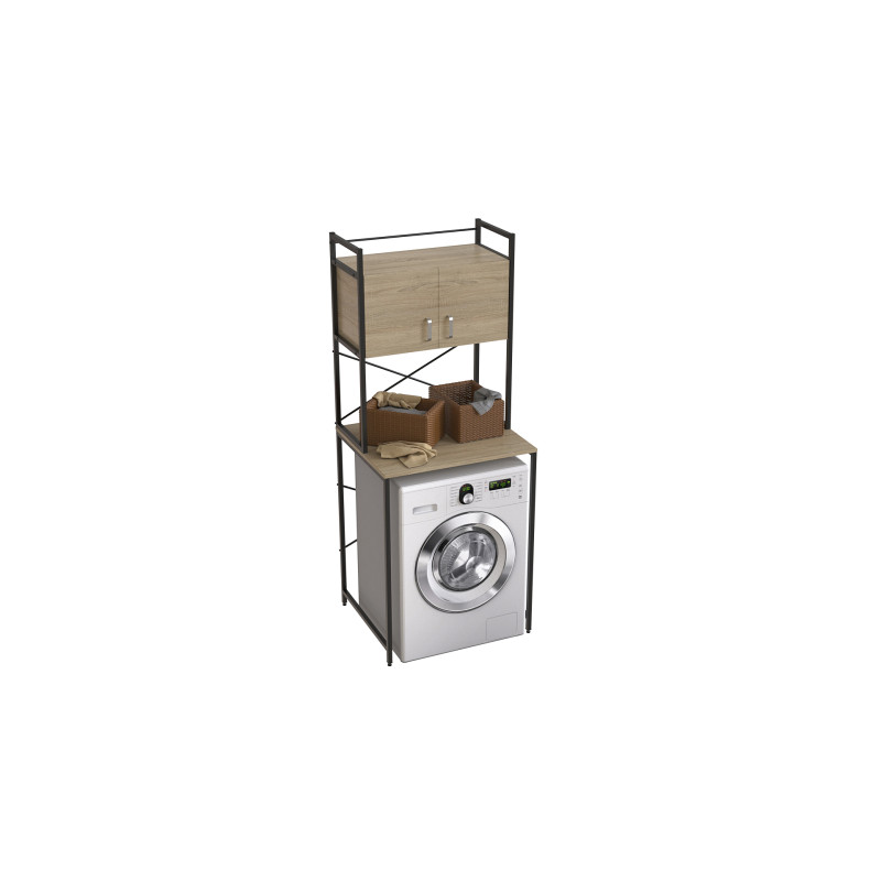 Стеллаж полка Бафрум 404 Ferrum-decor для стиральной машины 178x70,5x60,5 Черный металл ДСП Дуб Сонома 16 мм (FRD-107383)