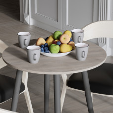 Стол круглый OPTIMA 4 ноги на конус Ferrum-decor 750x670x670 Черный металл ДСП Дуб Кремона Канолло 16 мм (FRD-107563)