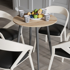 Стол круглый OPTIMA 4 ноги на конус Ferrum-decor 750x670x670 Черный металл ДСП Дуб Сан-Марино 16 мм (FRD-107453)