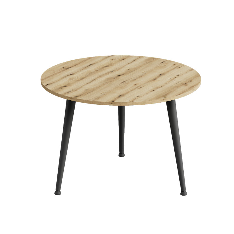 Стол журнальный круглый OPTIMA 1 ноги на конус Ferrum-decor 450x670x670 Черный металл ДСП Дуб Евок Прибрежный 16 мм (FRD-107533)