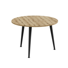 Стол журнальный круглый OPTIMA 1 ноги на конус Ferrum-decor 450x670x670 Черный металл ДСП Дуб Евок Прибрежный 16 мм (FRD-107533)
