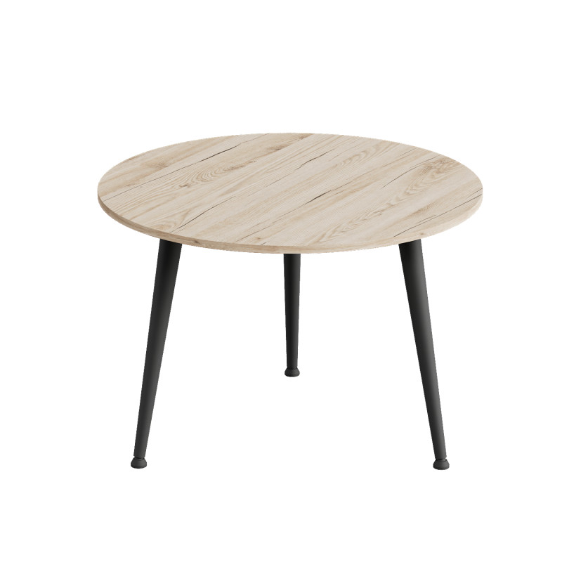 Стол журнальный круглый OPTIMA 1 ноги на конус Ferrum-decor 450x670x670 Черный металл ДСП Дуб Сан-Марино 16 мм (FRD-107463)