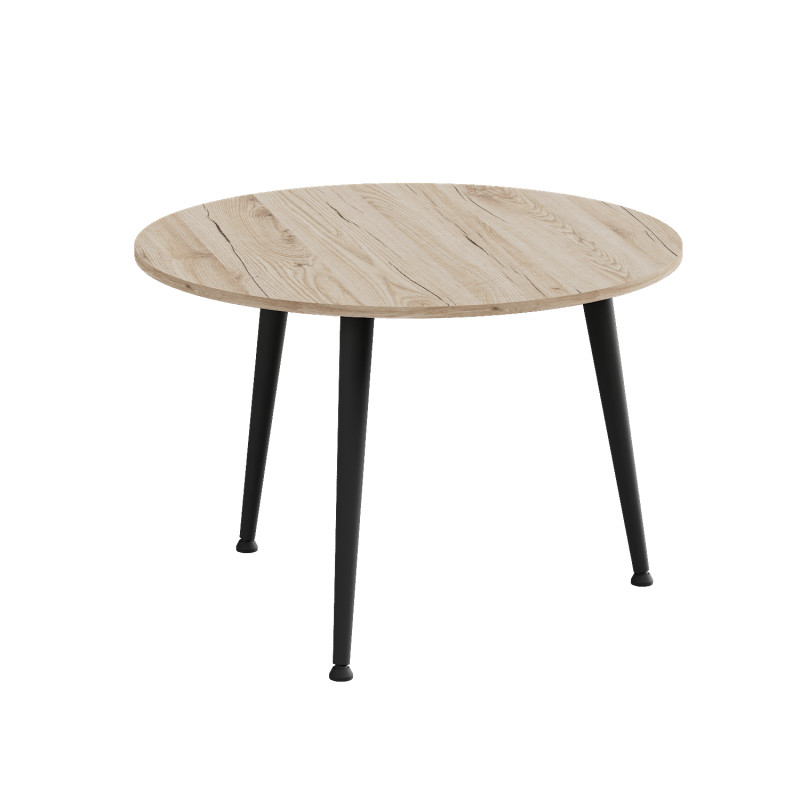 Стол журнальный круглый OPTIMA 1 ноги на конус Ferrum-decor 450x670x670 Черный металл ДСП Дуб Сан-Марино 16 мм (FRD-107463)