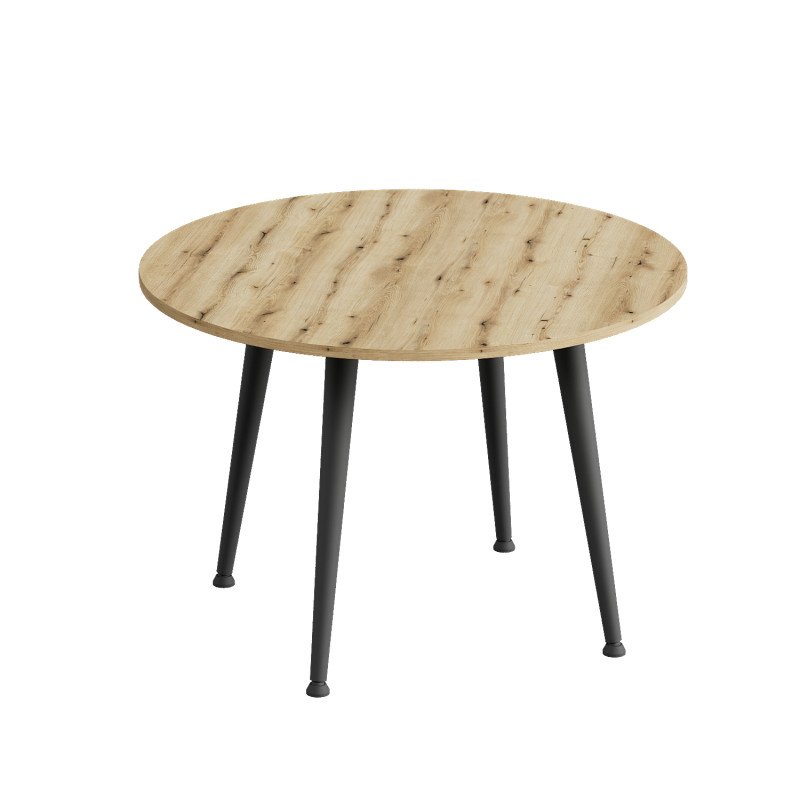 Журнальний круглий стіл OPTIMA 2 ніжки конусні Ferrum-decor 450x670x670 Чорний метал ДСП Дуб Евок Прибережний 16 мм (FRD-107543)