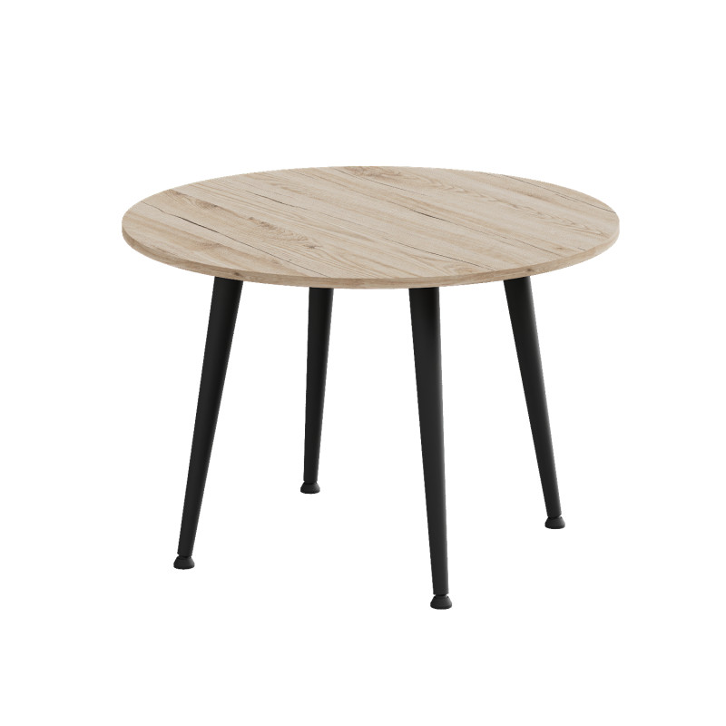 Стол журнальный круглый OPTIMA 2 ноги на конус Ferrum-decor 450x670x670 Черный металл ДСП Дуб Сан-Марино 16 мм (FRD-107473)