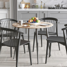 Стол круглый OPTIMA 5 ноги на конус Ferrum-decor 750x900x900 Черный металл ДСП Дуб Сан-Марино 16 мм (FRD-107483)