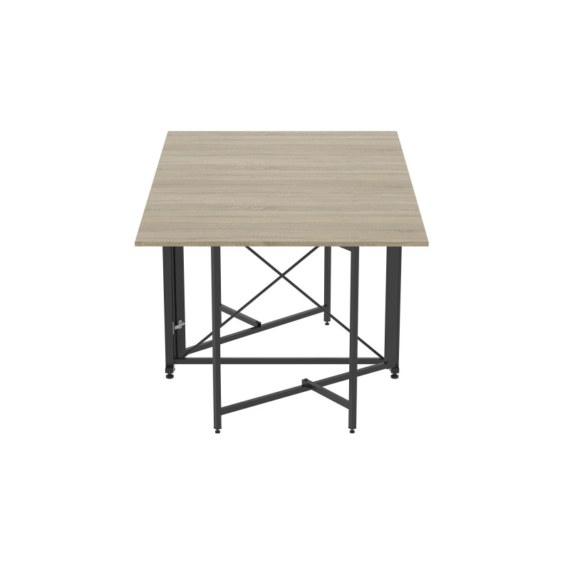 Стол обеденный трансформер книжка Орион Pro Ferrum-decor 75x152x90 Черный металл ДСП Дуб Сонома 16 мм (FRD-107403)