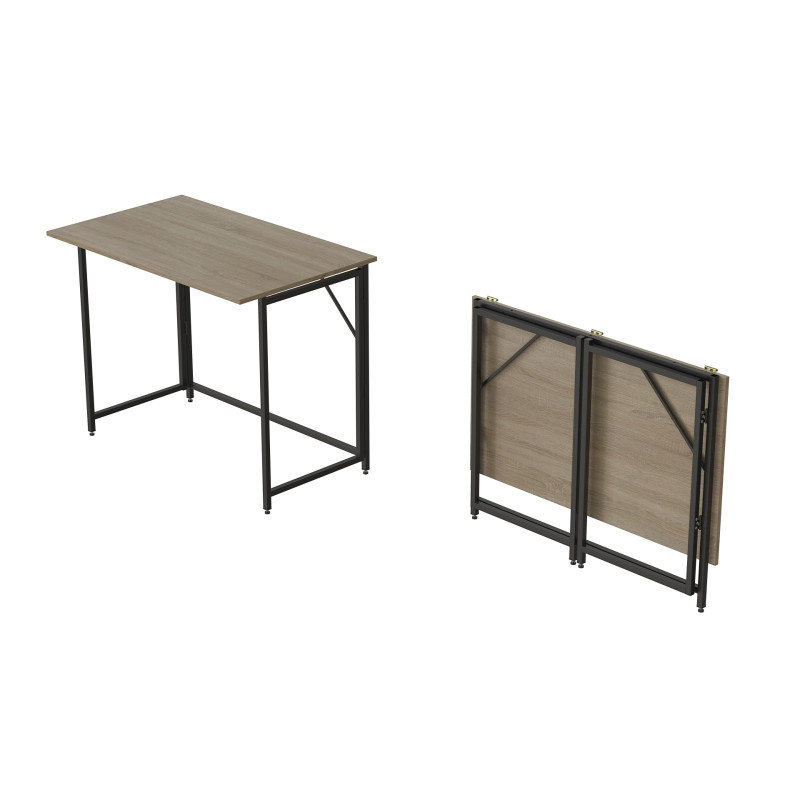 Стіл-трансформер розкладний Слай Ferrum-decor 75x100x60 Чорний метал ДСП Дуб Сонома 16 мм (FRD-107343)