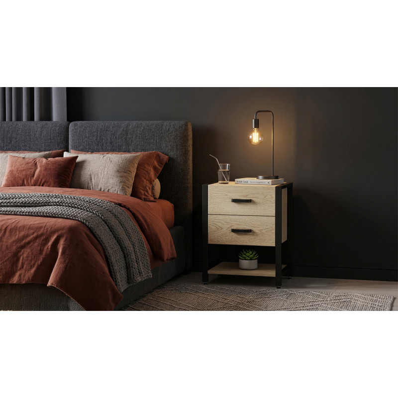 Тумба універсальна Ferrum-decor Вів'єн 2/1 50x41x40 чорний ДСП Дуб Кремона Торро 16 мм (FRD-107793)